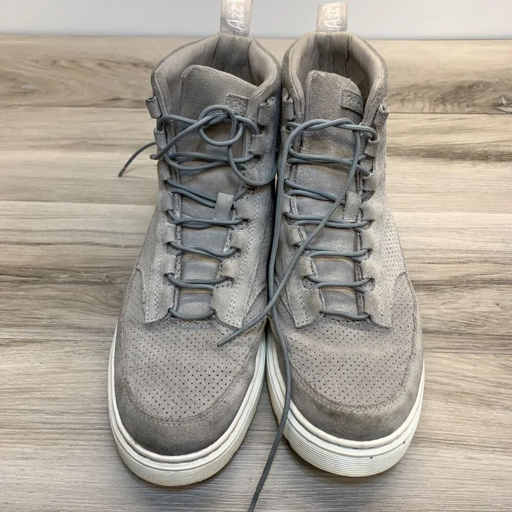 DR MARTENS Kamar High Top Sneaker Boots - Mens Size 9 -‎ Gray Suede Lace-Up Midi